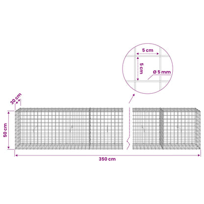 vidaXL Gabion with 5 mm Wire and 5x5 cm Mesh 350x30x50 cm 6