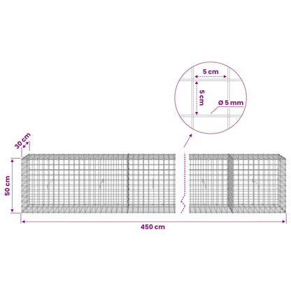 vidaXL Gabion with 5 mm Wire and 5x5 cm Mesh 450x30x50 cm 6