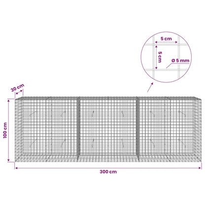 vidaXL Gabion with 5 mm Wire and 5x5 cm Mesh 300x30x100 cm 6