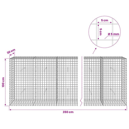 vidaXL Gabion with 5 mm Wire and 5x5 cm Mesh 350x30x100 cm 6