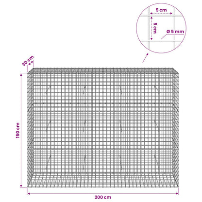 vidaXL Gabion with 5 mm Wire and 5x5 cm Mesh 200x30x150 cm 6