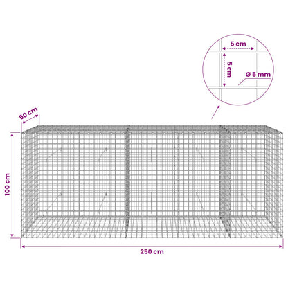 vidaXL Gabion with 5 mm Wire and 5x5 cm Mesh 250x50x100 cm 6