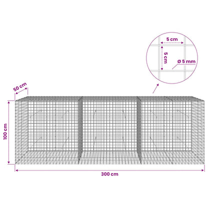 vidaXL Gabion with 5 mm Wire and 5x5 cm Mesh 300x50x100 cm 6