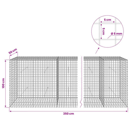 vidaXL Gabion with 5 mm Wire and 5x5 cm Mesh 350x50x100 cm 6