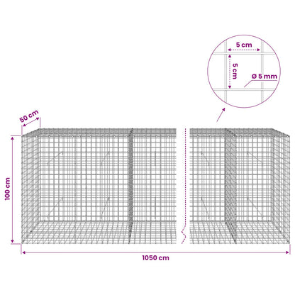 Gabion with 5 mm Wire and 5x5 cm Mesh 1050x50x100 cm 1050 cm