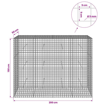 vidaXL Gabion with 5 mm Wire and 5x5 cm Mesh 200x50x150 cm 6