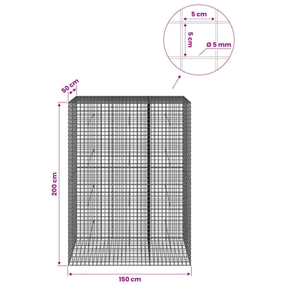vidaXL Gabion with 5 mm Wire and 5x5 cm Mesh 150x50x200 cm 6