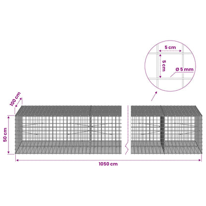 Gabion with 5 mm Wire and 5x5 cm Mesh 1050x100x50 cm 1050 cm