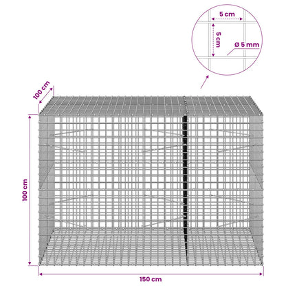 vidaXL Gabion with 5 mm Wire and 5x5 cm Mesh 150x100x100 cm 6