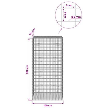 vidaXL Gabion with 5 mm Wire and 5x5 cm Mesh 100x100x200 cm 6