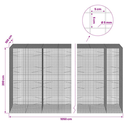 Gabion with 5 mm Wire and 5x5 cm Mesh 1050x100x200 cm 1050 cm