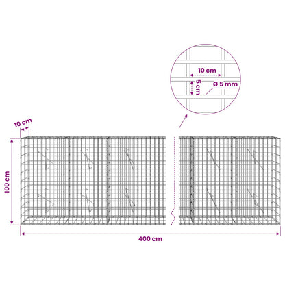 vidaXL Gabion with 5 mm Wire and 5x10 cm Mesh 400x10x100 cm 6