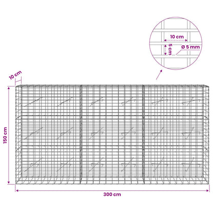vidaXL Gabion with 5 mm Wire and 5x10 cm Mesh 300x10x150 cm 6