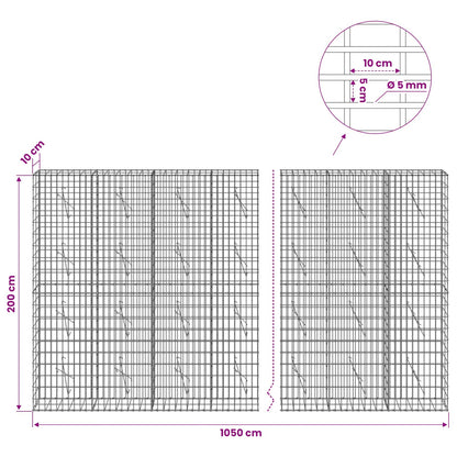 Gabion with 5 mm Wire and 5x10 cm Mesh 1050x10x200 cm 1050 cm
