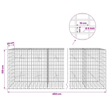 vidaXL Gabion with 5 mm Wire and 5x10 cm Mesh 450x20x100 cm 6