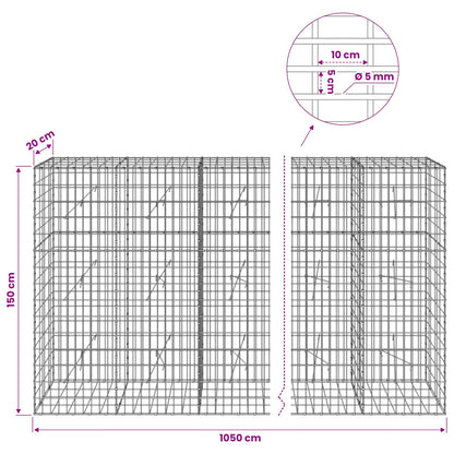 Gabion with 5 mm Wire and 5x10 cm Mesh 1050x20x150 cm 1050 cm