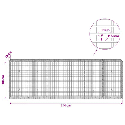 vidaXL Gabion with 5 mm Wire and 5x10 cm Mesh 300x30x100 cm 6