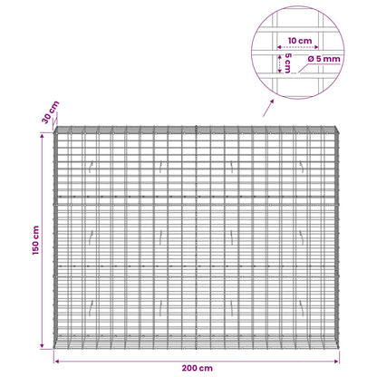 vidaXL Gabion with 5 mm Wire and 5x10 cm Mesh 200x30x150 cm 6