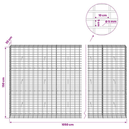 Gabion with 5 mm Wire and 5x10 cm Mesh 1050x30x150 cm 1050 cm