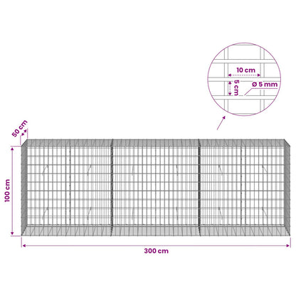 vidaXL Gabion with 5 mm Wire and 5x10 cm Mesh 300x50x100 cm 6
