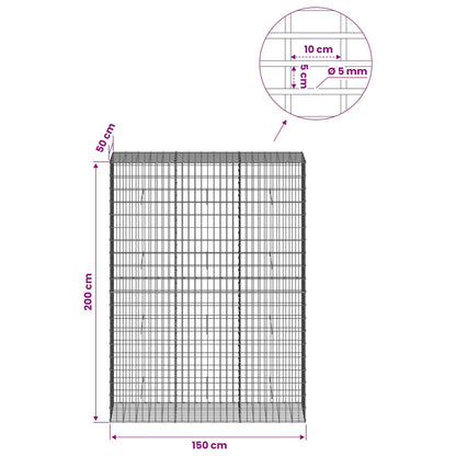 vidaXL Gabion with 5 mm Wire and 5x10 cm Mesh 150x50x200 cm 6