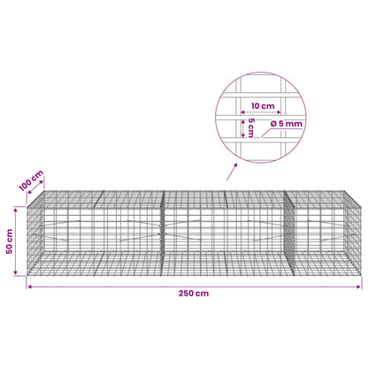 vidaXL Gabion with 5 mm Wire and 5x10 cm Mesh 250x100x50 cm 6
