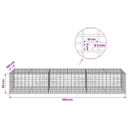 vidaXL Gabion with 5 mm Wire and 5x10 cm Mesh 300x100x50 cm 6