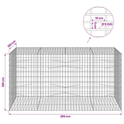 vidaXL Gabion with 5 mm Wire and 5x10 cm Mesh 200x100x100 cm 6