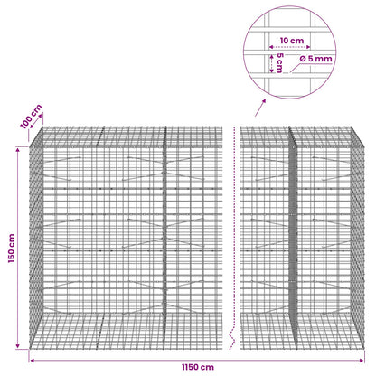 Gabion with 5 mm Wire and 5x10 cm Mesh 1050x100x150 cm 1150 cm