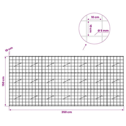 vidaXL Gabion with 5 mm Wire and 10x10 cm Mesh 350x10x150 cm 6