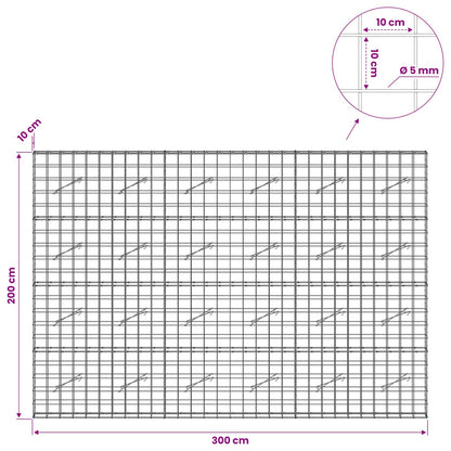 vidaXL Gabion with 5 mm Wire and 10x10 cm Mesh 300x10x200 cm 6