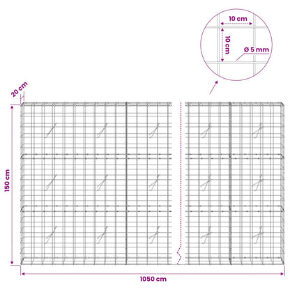 Gabion with 5 mm Wire and 10x10 cm Mesh 1050x20x150 cm 1050 cm