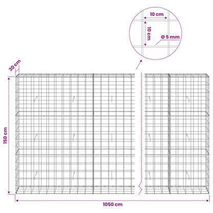 Gabion with 5 mm Wire and 10x10 cm Mesh 1050x30x150 cm 1050 cm