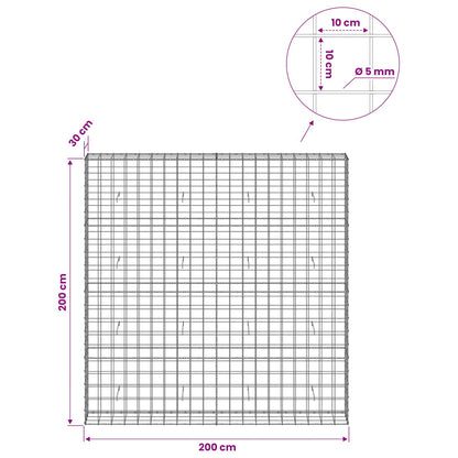vidaXL Gabion with 5 mm Wire and 10x10 cm Mesh 200x30x200 cm 6