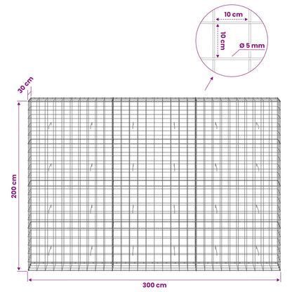 vidaXL Gabion with 5 mm Wire and 10x10 cm Mesh 300x30x200 cm 6