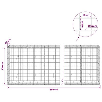 vidaXL Gabion with 5 mm Wire and 10x10 cm Mesh 350x50x100 cm 6