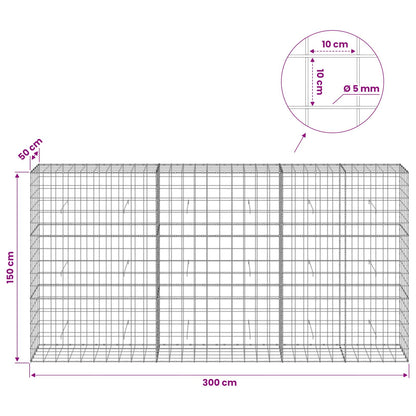vidaXL Gabion with 5 mm Wire and 10x10 cm Mesh 300x50x150 cm 6