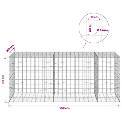 vidaXL Gabion with 5 mm Wire and 10x10 cm Mesh 250x100x100 cm 6