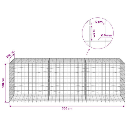vidaXL Gabion with 5 mm Wire and 10x10 cm Mesh 300x100x100 cm 6
