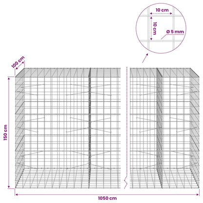 Gabion with 5 mm Wire and 10x10 cm Mesh 1050x100x150 cm 1050 cm