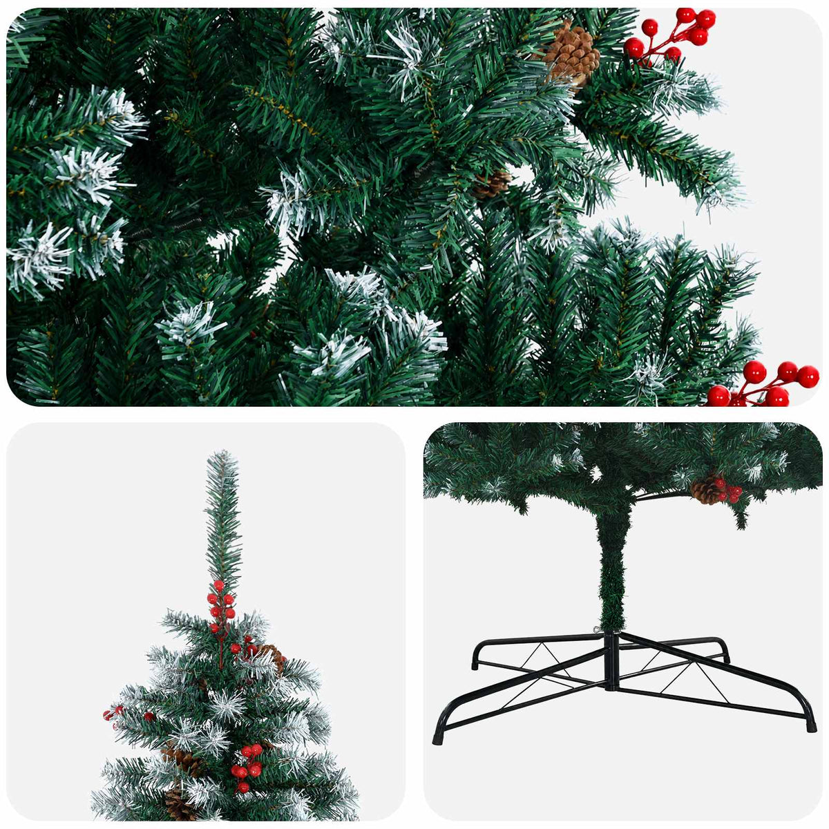 vidaXL Artificial Christmas Tree 400 cm PVC and Steel Green and White 4