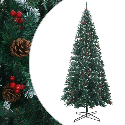 vidaXL Artificial Christmas Tree 400 cm PVC and Steel Green and White 2