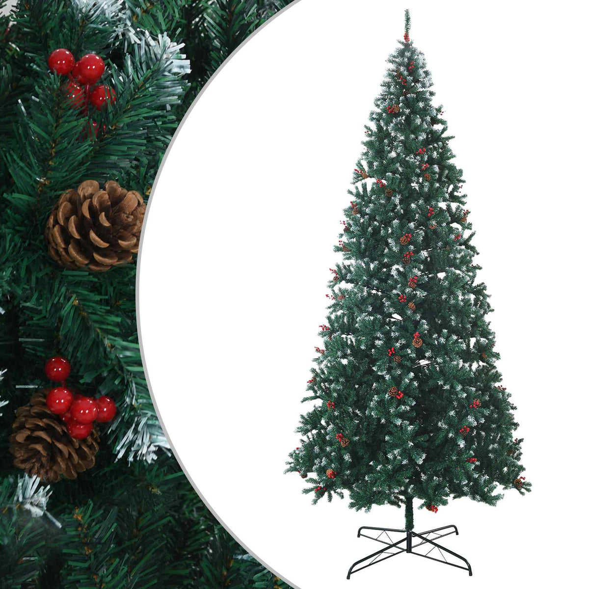 Artificial Christmas Tree PVC and Steel Green and White 400 cm