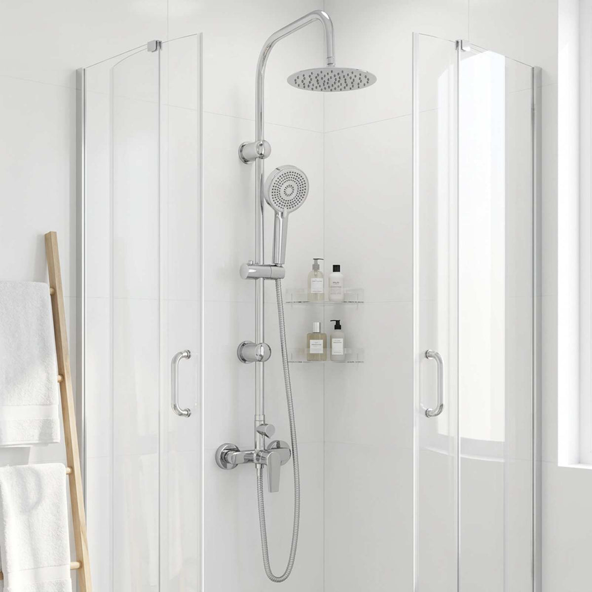 Shower System Stainless Steel 21 x 48 x 112 cm Black Round