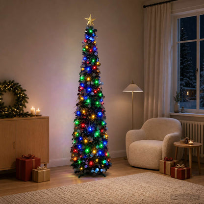 Pop Up LED Christmas Tree with Star Topper 50 LEDs PET Black