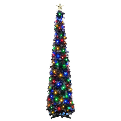 Pop Up LED Christmas Tree with Star Topper 50 LEDs PET Black