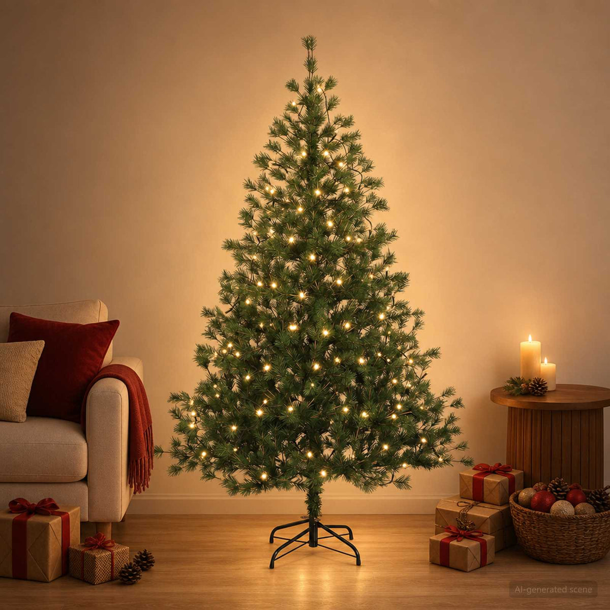 Artificial Christmas Tree with Bauble 150 LEDs with LEDs
