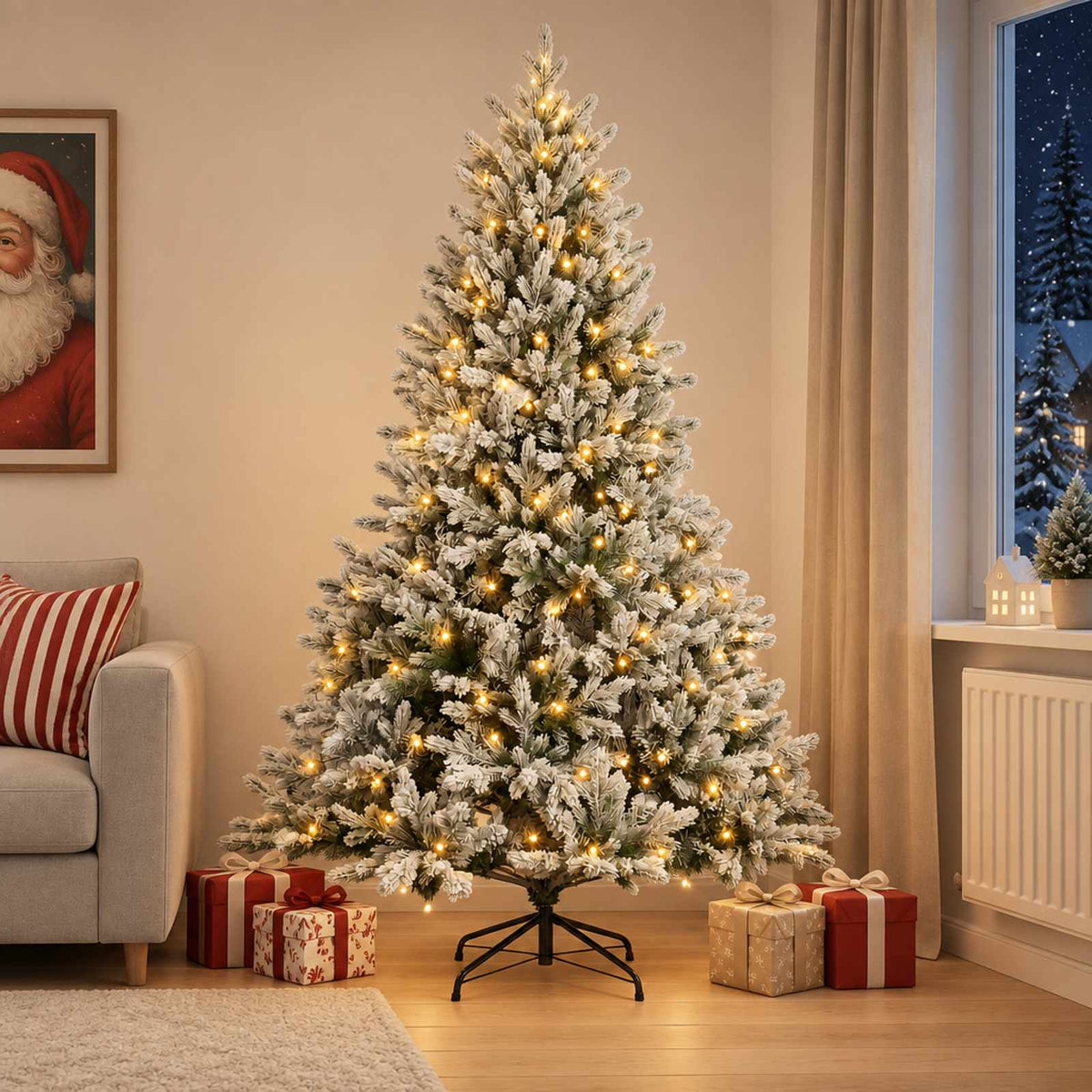 Artificial Hinged Christmas Tree 300 LEDs Warm White 210 cm