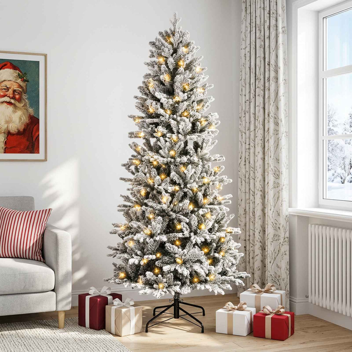 vidaXL Artificial Hinged Christmas Tree 240 cm 300 LEDs Warm White 3