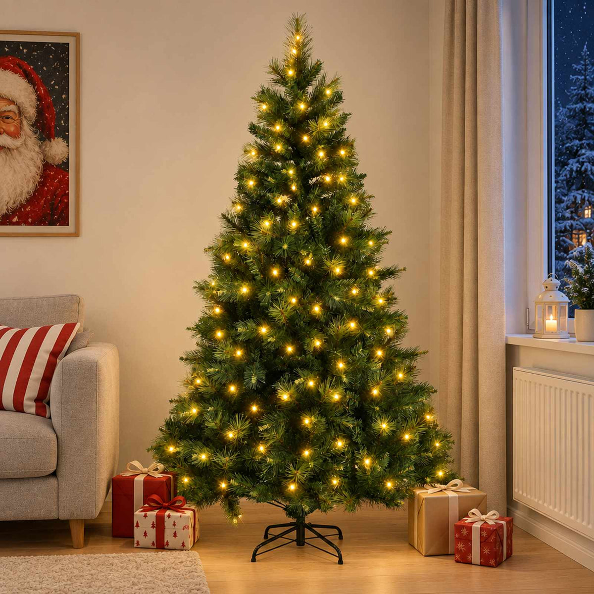 Artificial Christmas Tree Bauble LEDs Green